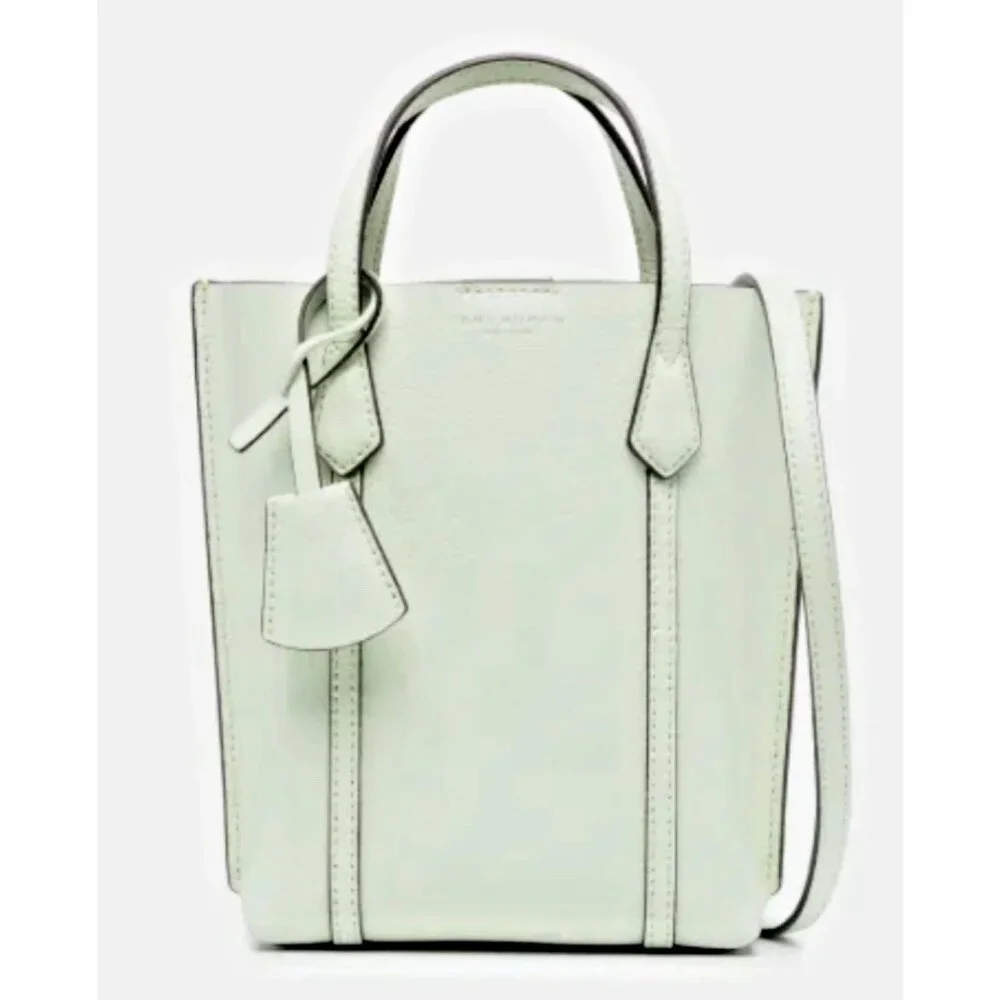 New Tory Burch Mini Perry Tote N/S Crossbody Leather Meadow Mist with Dust bag